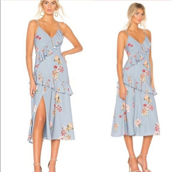 KEEPSAKE the Label Dresses & Skirts - Keepsake Blue Scatter Floral Evolve Midi Dress